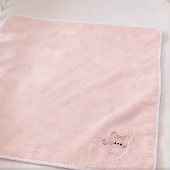 Couverture bébé fille apaisante Lapin brodé rose douce