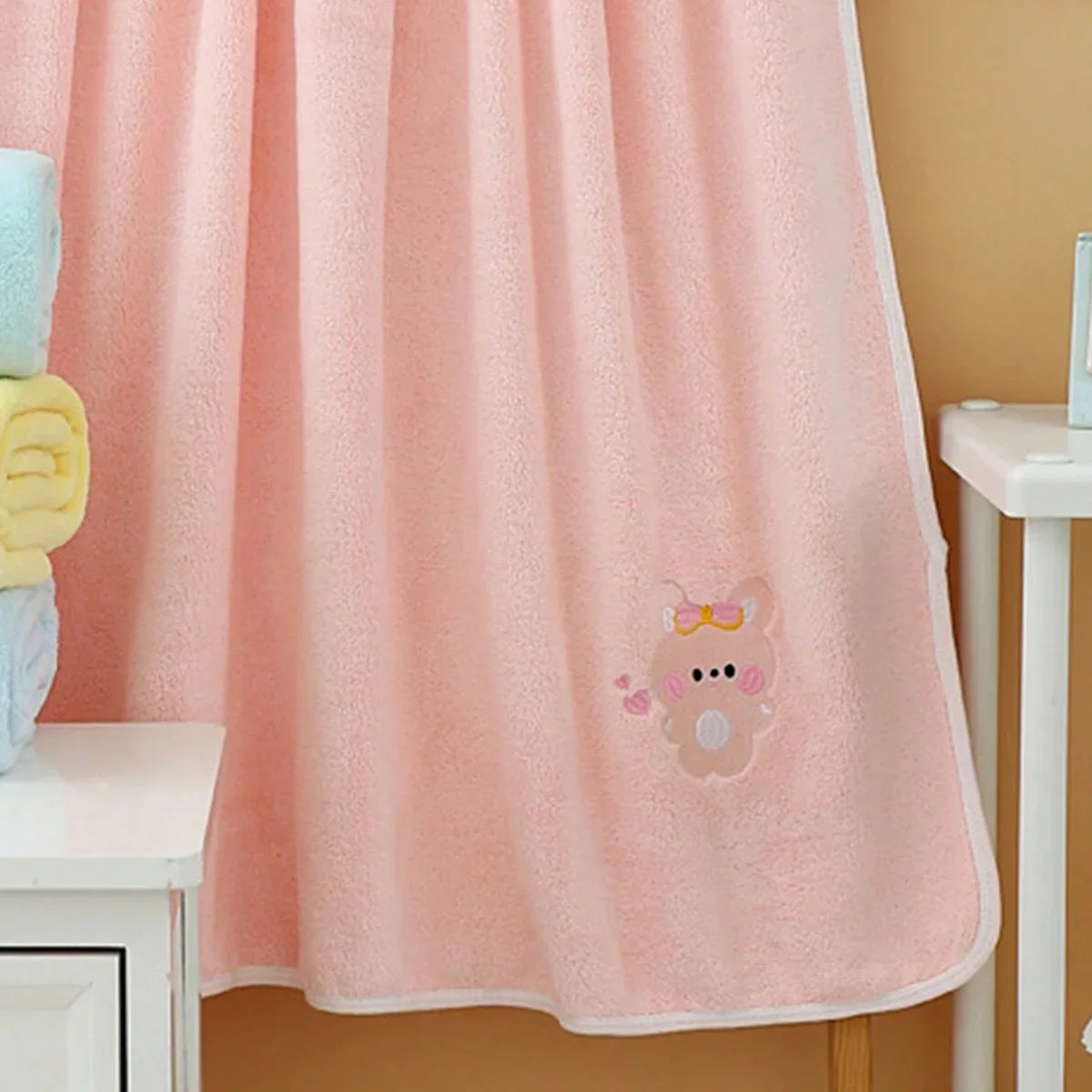 Couverture bébé fille protectrice Lapin brodé rose douce