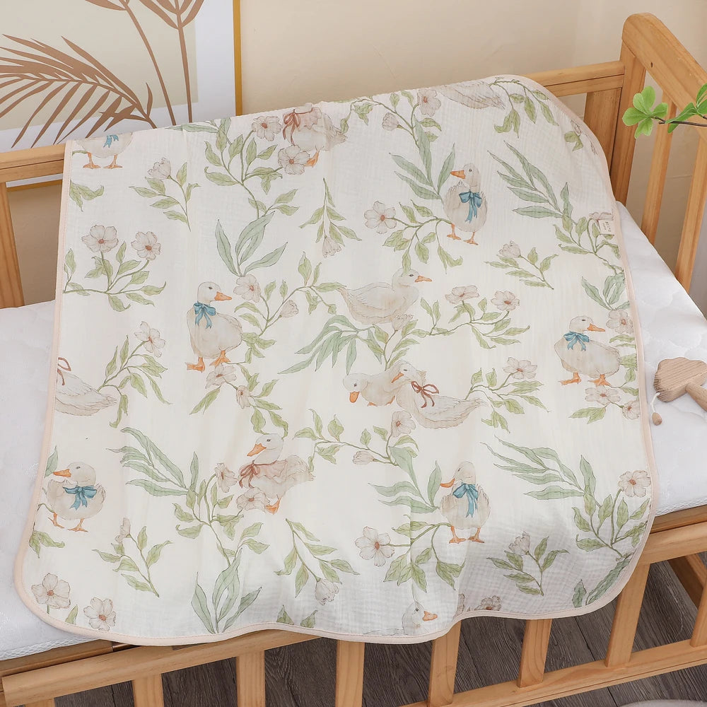 Couverture bebe gaze de coton canard blanc Cocon Douillet