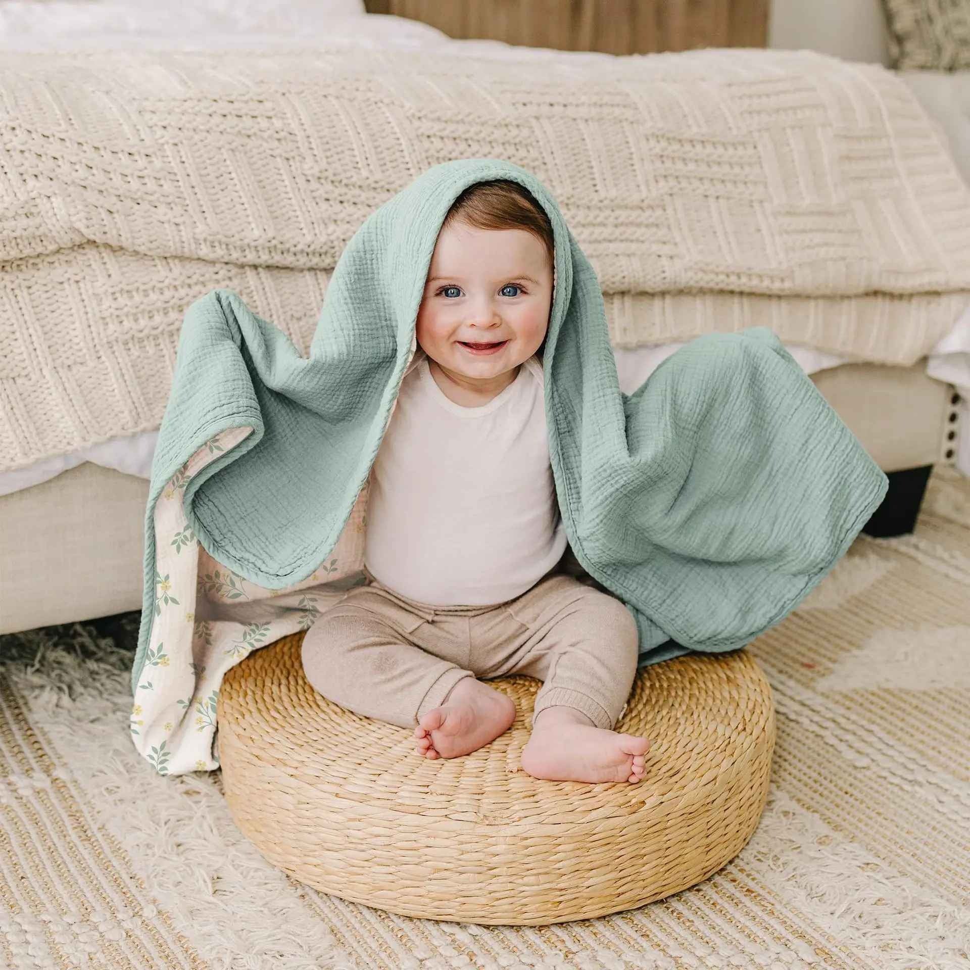 Couverture douce bebe légère Mousseline Respirante