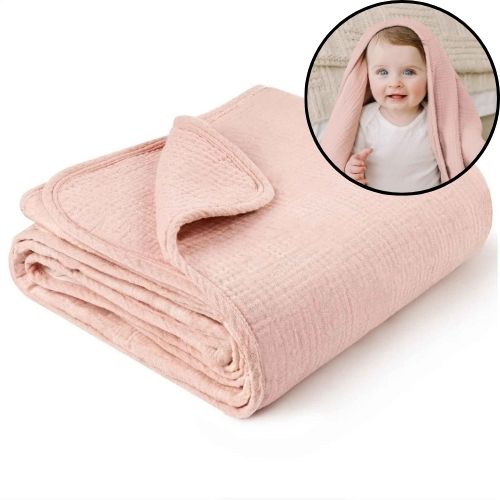 Couverture douce bebe rose Coton Bio Premium