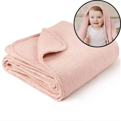 Couverture douce bebe rose Coton Bio Premium