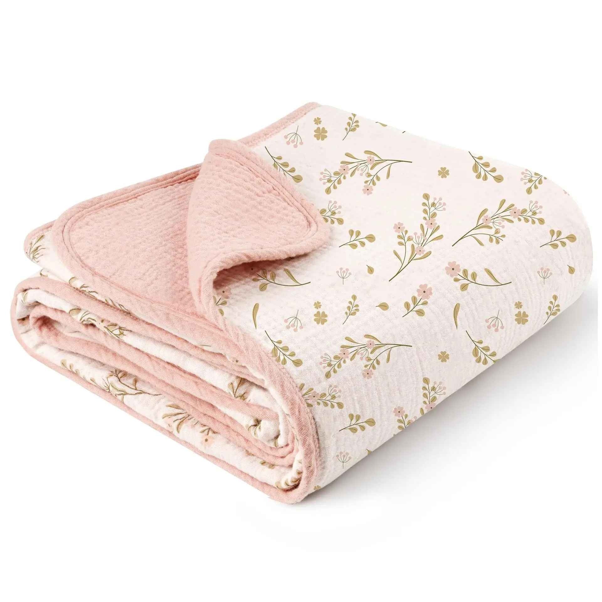 Couverture douce bebe rose poudré Mousseline Respirante