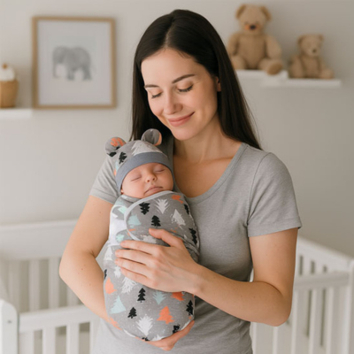 Couverture emmaillotage douce douillette sapin CozySwaddle