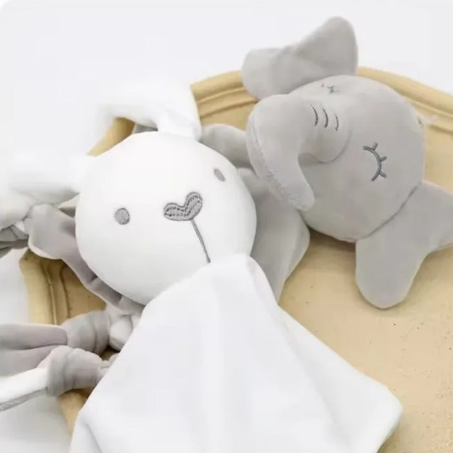 Doudou bébé lapin blanc éléphant gris Ultra doux