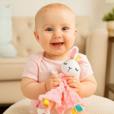 Doudou bebe lapin en peluche rassurant Amis tout doux