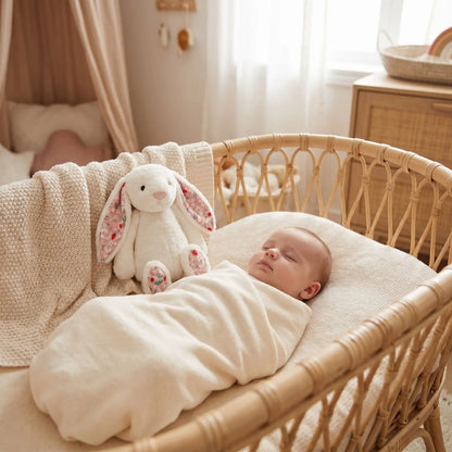 Lapin en peluche doux chaleureux sommeil paisible blanc Câlinou