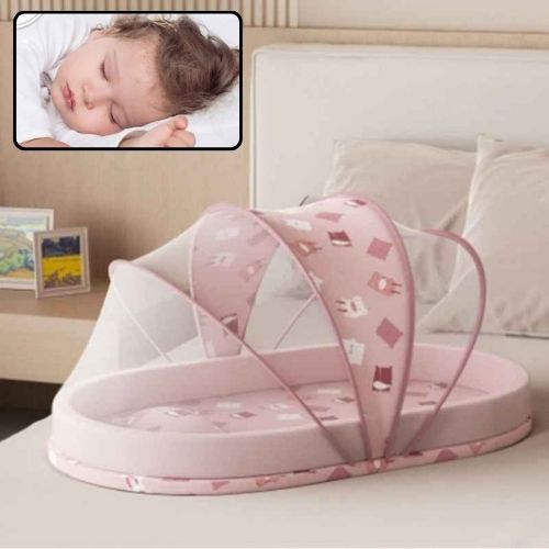 Lit moustiquaire bebe rose sommeil serein-MoustiZen