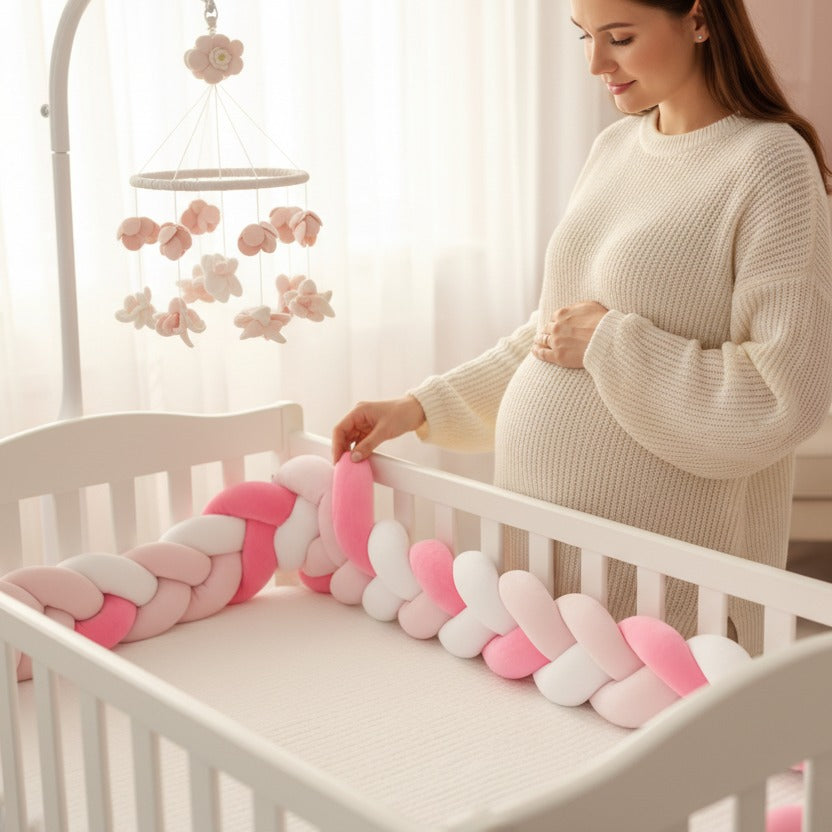 Maman enceinte ajuste Tresse de lit Rose Coton Respirant