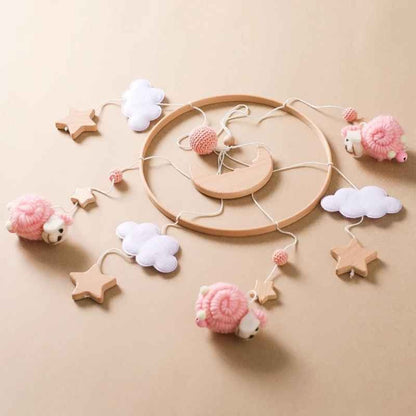 Mobile Lit Bébé Mouton Rose avec fil coton Nuits Sereines