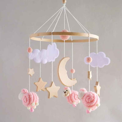 Mobile Lit Bébé Mouton Rose coton Nuits Sereines