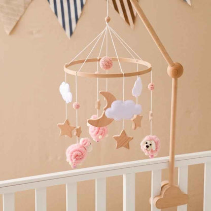 Mobile Lit Bébé Mouton Rose en bois Nuits Sereines