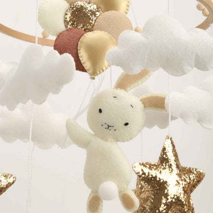 Mobile Musical Bébé doux mignon Lapin Blanc Nuit Paisible