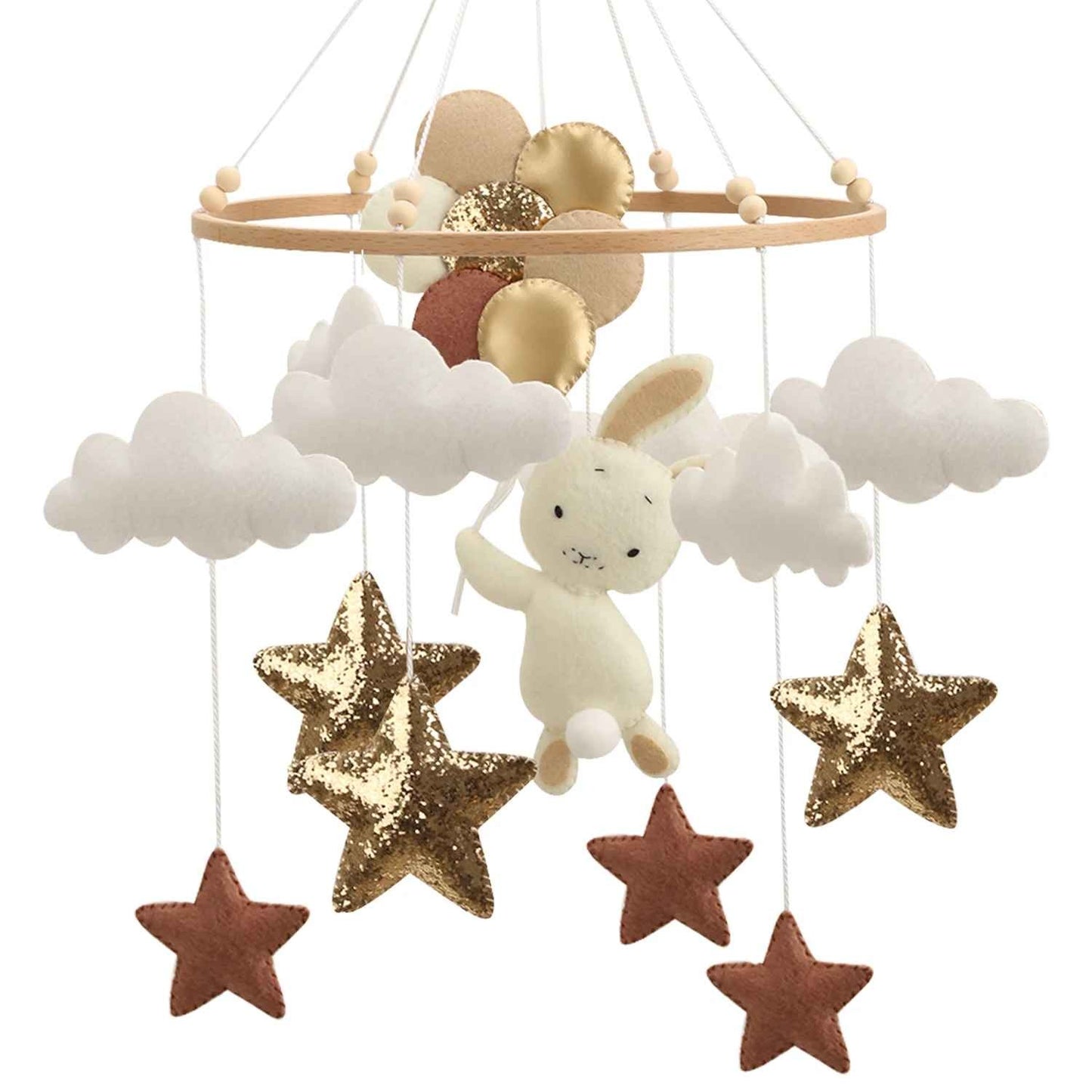 Mobile Musical Bébé doux rassurant Lapin Blanc Nuit Paisible