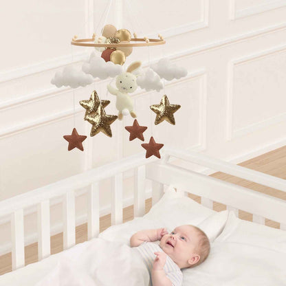 Mobile Musical Bébé doux stimulant Lapin Blanc Nuit Paisible