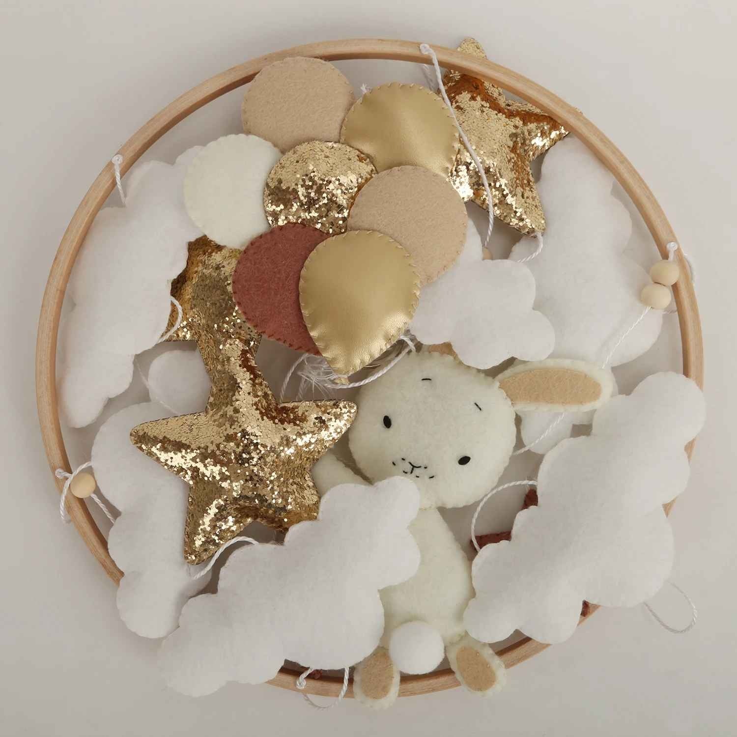 Mobile Musical Bébé éveil bébé Lapin Blanc Nuit Paisible