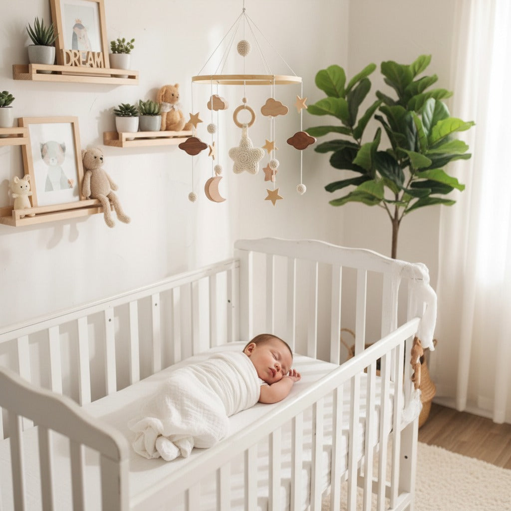 Mobile bebe en bois sommeil paisible Rêves et Étoiles