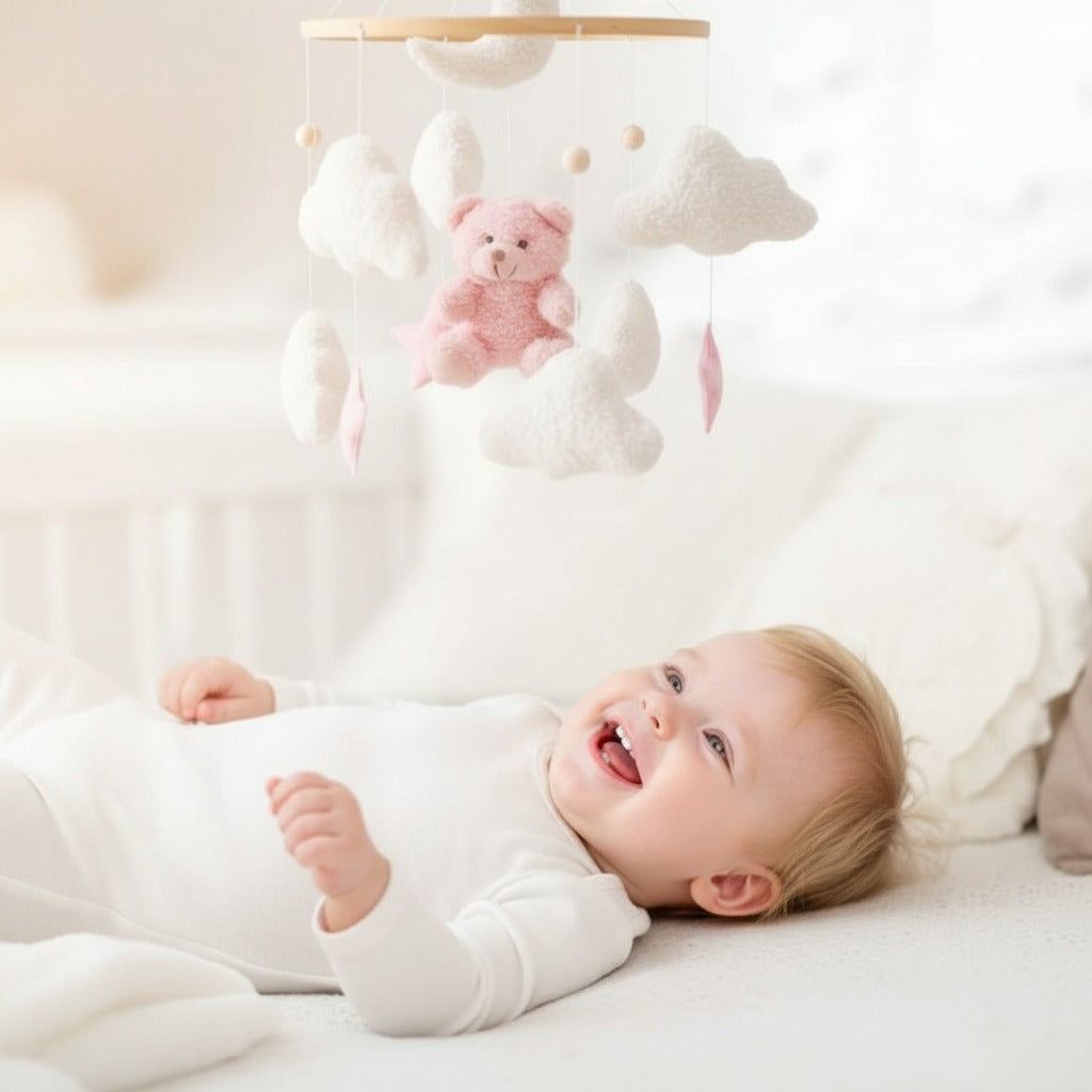 Mobile bébé musical doux chaleureux Ours Rose Berceuses