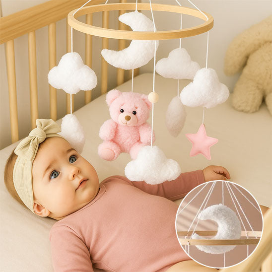 Mobile bébé musical doux rassurant Ours Rose Berceuses apaisantes