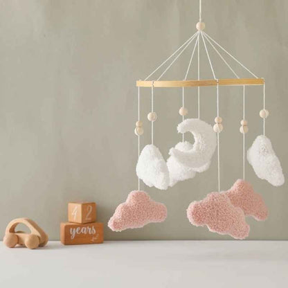 Mobile pour Bébé nuage stimulant WoodenCribBell Nuages