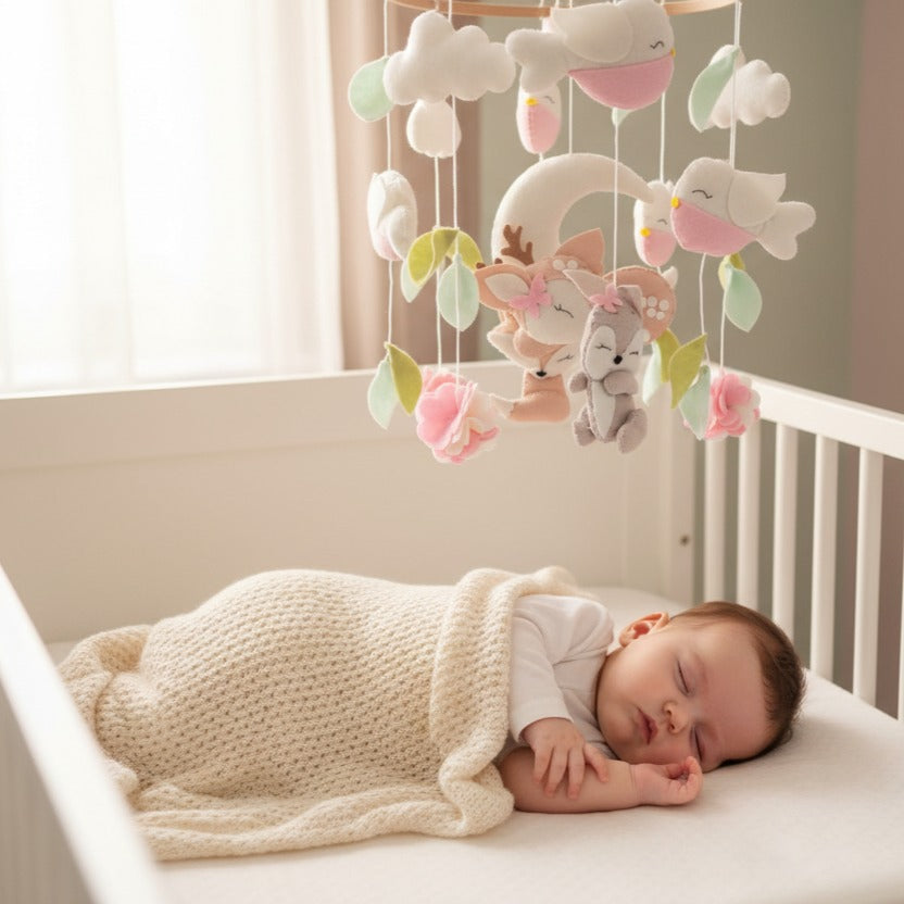 Mobile pour bébé en bois naturel sommeil paisible DouceSonge