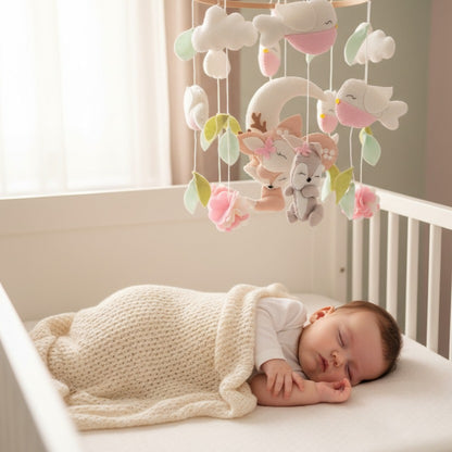 Mobile pour bébé en bois naturel sommeil paisible DouceSonge