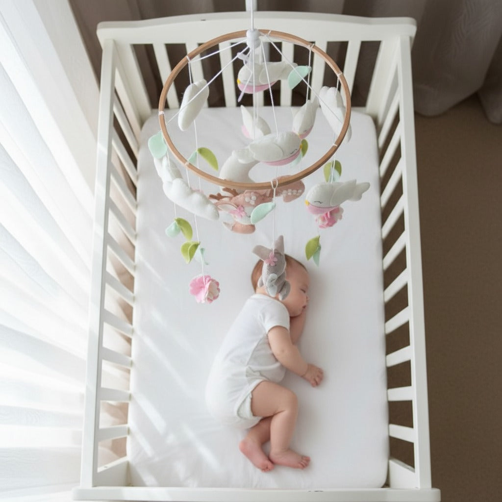 Mobile pour bébé en bois naturel sommeil serein DouceSonge