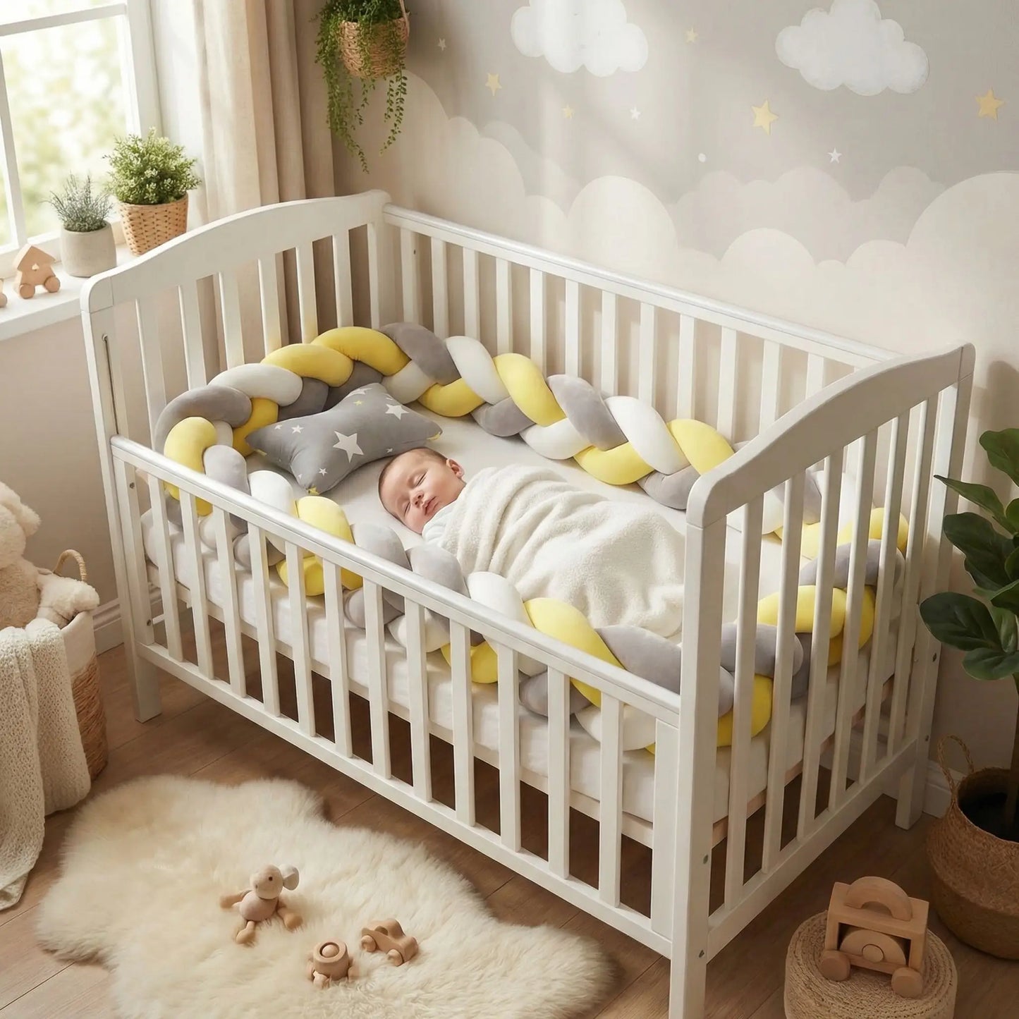 Natte de lit dans berceau sommeil paisible Coton Tressé Respirant