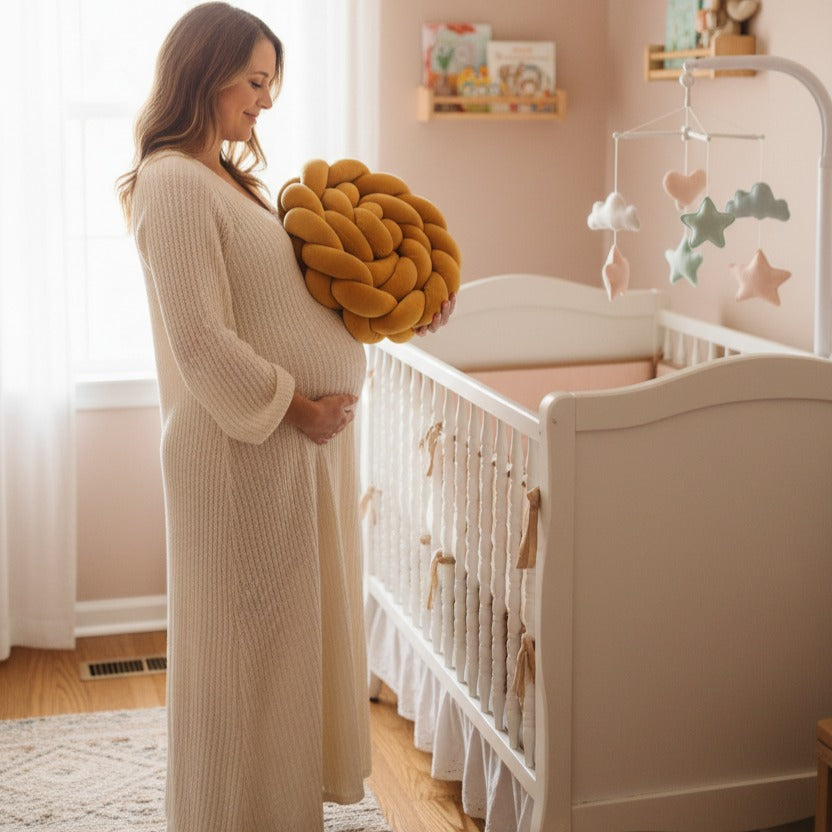 Natte de lit moutarde cadeau de naissance idéal Protectrice Tressée