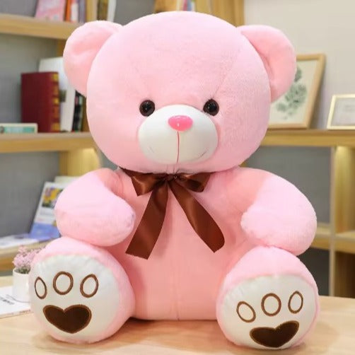 Ours en peluche assit en coton rose tendre marron Doudou Apaisant