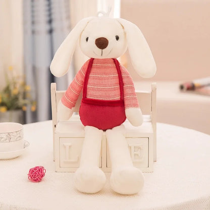 Peluche Lapin rouge avec longues oreilles Doudou Câlins