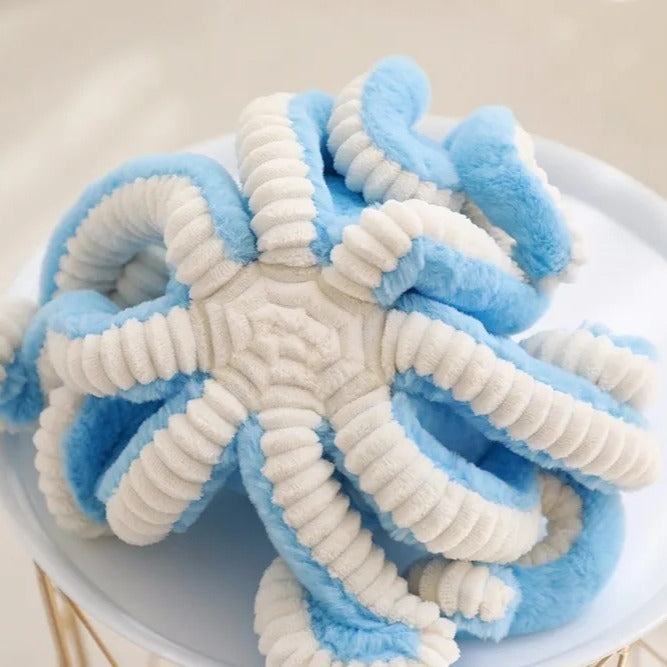 Peluche Pieuvre bleu avec tentacules Doudou Coton