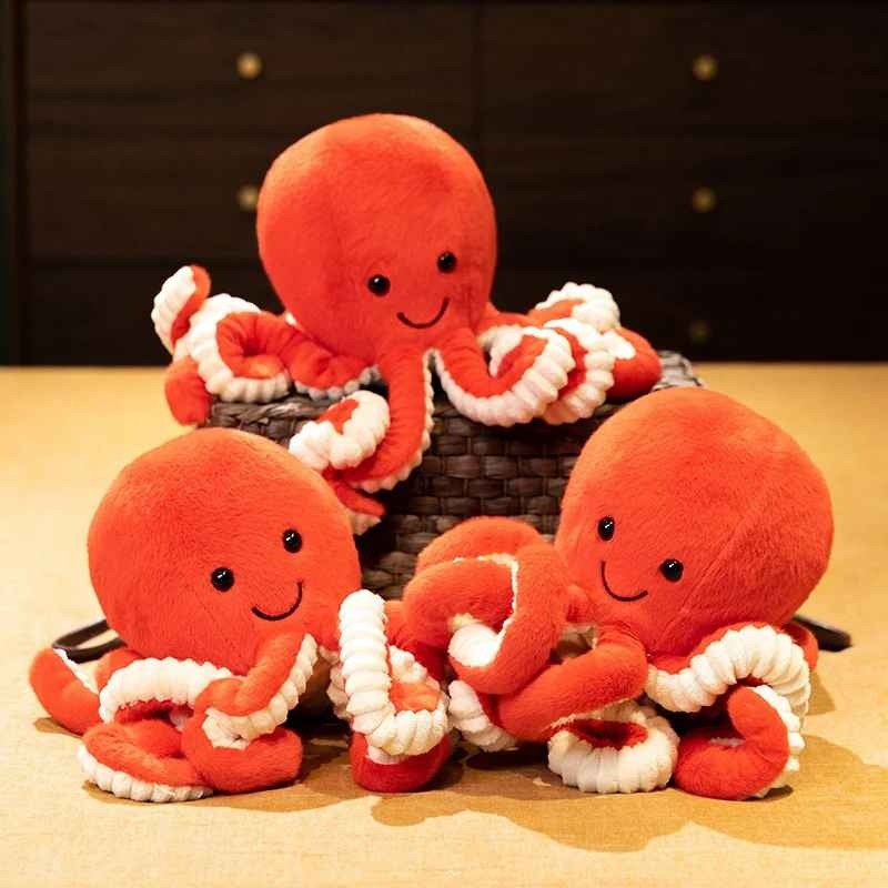 Peluche Pieuvre douillette Doudou apaisant Orange
