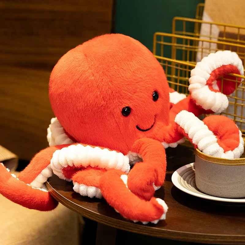 Peluche Pieuvre souriante certifiée Doudou apaisant Orange