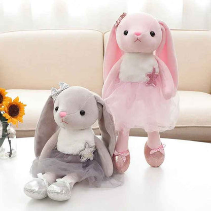 Peluche lapin rose gris en coton Ballerine Apaisante