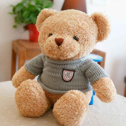 Peluche ours Bruno en pull raffinée Doudou Apaisant