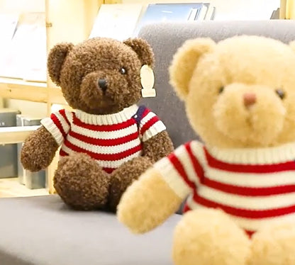 Peluche ours Bruno en pull robuste Doudou Apaisant