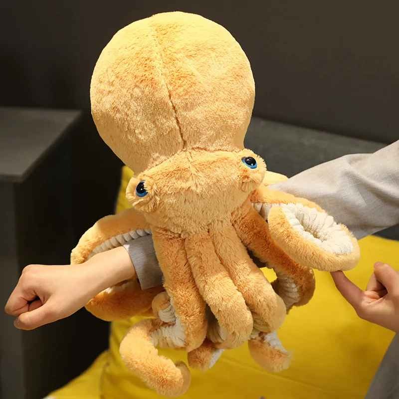 Peluche pieuvre douce beige design réaliste Doudou Apaisant