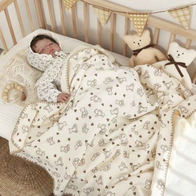Plaid bébé douce coton mousseline sommeil serein motif ours Brise de Lin