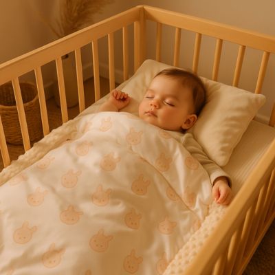 Plaid pour bebe douce sommeil paisible motifs lapins Gros Câlin