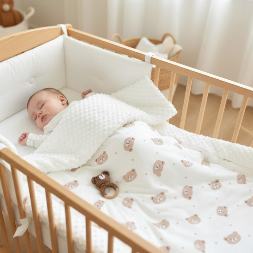 Plaid pour bebe sommeil serein motifs ours Gros Calin