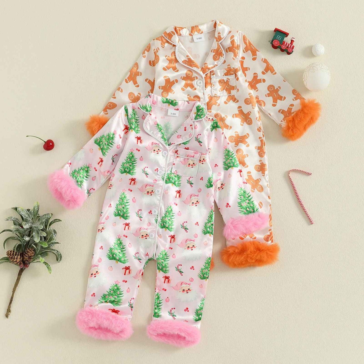 Pyjama Noel Bebe doux rose orange SatinDoux