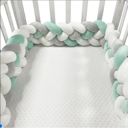 Tour de Lit Bebe confortable dans berceau CozyKnot Vert Blanc