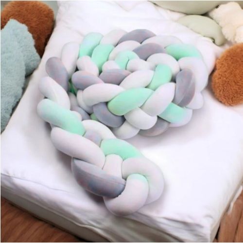 Tour de Lit Bebe doux détail CozyKnot Vert Blanc