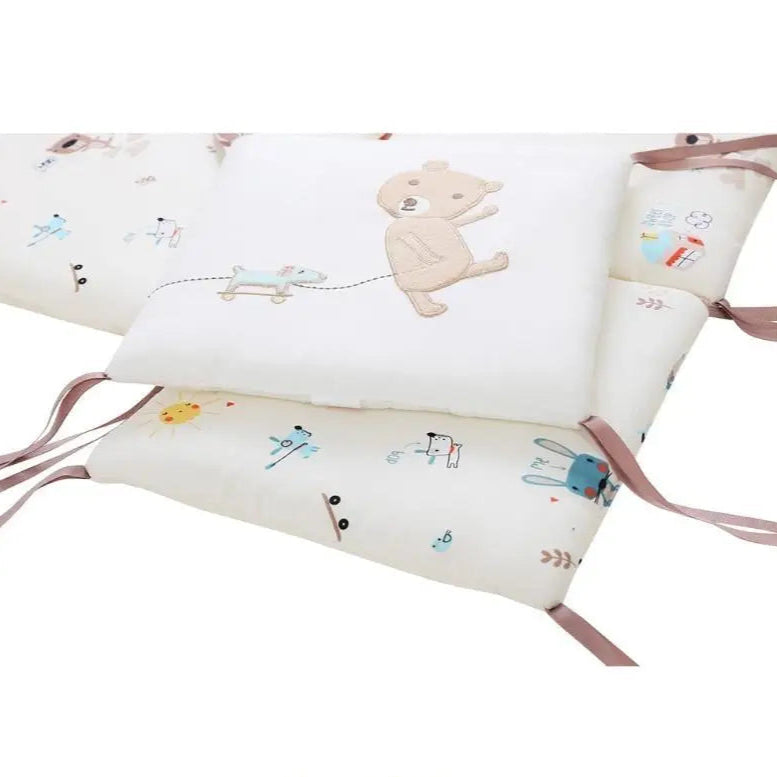 Tour de lit bébé attaches solides OURS Coton Bio Sécurité