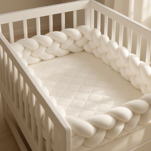 Tour de lit bebe doux protégeant sommeil paisible CozyKnot Blanc