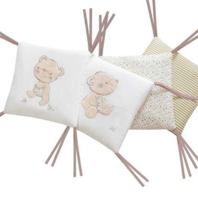Tour de lit bébé rassurant avec attaches Ourson Rêveur Coton Bio