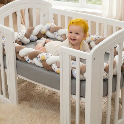 Tresse de lit bébé douce moelleuse motif ours Blanc Marron Brun Ours