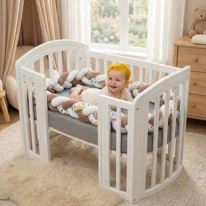 Tresse de lit bébé douce protectrice motif ours Blanc Marron Brun Ours