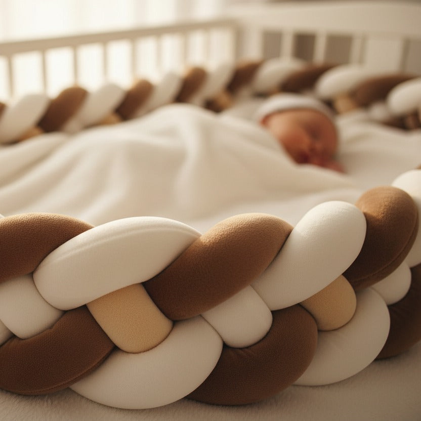 Tresse de lit bébé protectrice moelleuse - Brun Clair